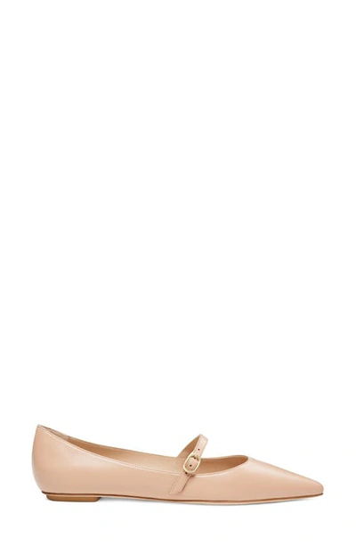 Shop Stuart Weitzman Emilia Mary Jane Flat In Adobe Leather