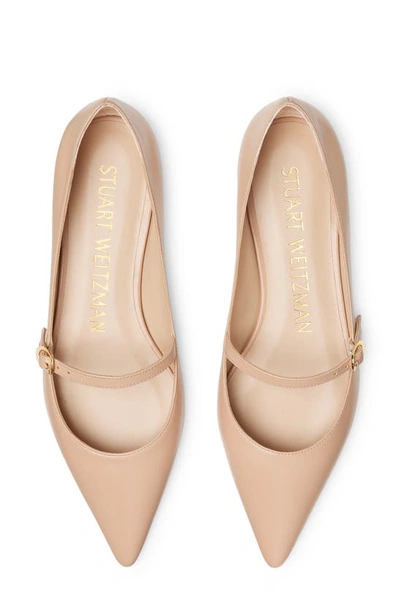 Shop Stuart Weitzman Emilia Mary Jane Flat In Adobe Leather