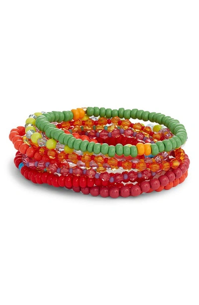 Shop Roxanne Assoulin The Very Merry Bunch Set Of 9 Bracelets In Red Multi