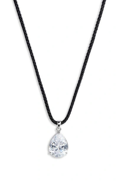 Shop Roxanne Assoulin Crystal Teardrop Pendant Necklace In Rhodium/ Black/ Clear Cz