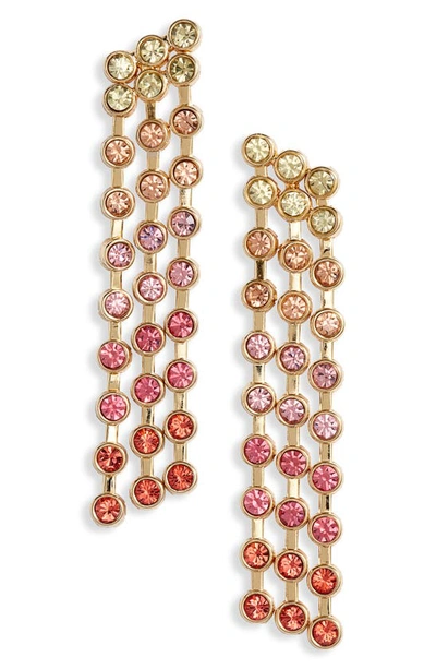 Shop Roxanne Assoulin The Cascade Crystal Fringe Earrings In Multi Pink