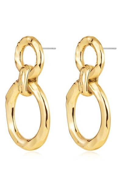 Shop Luv Aj Hammered Loop Drop Earrings In Gold