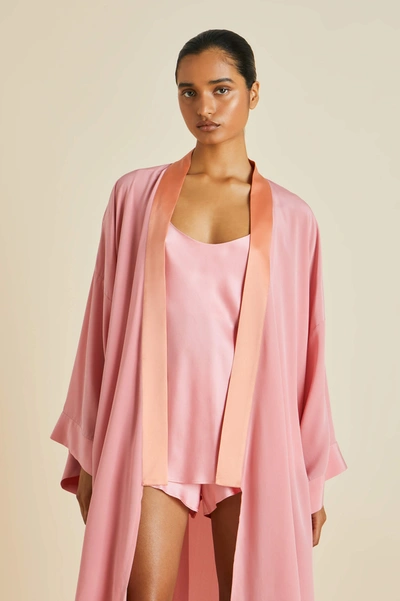 Shop Olivia Von Halle Bella Pink Camisole Set In Silk Satin