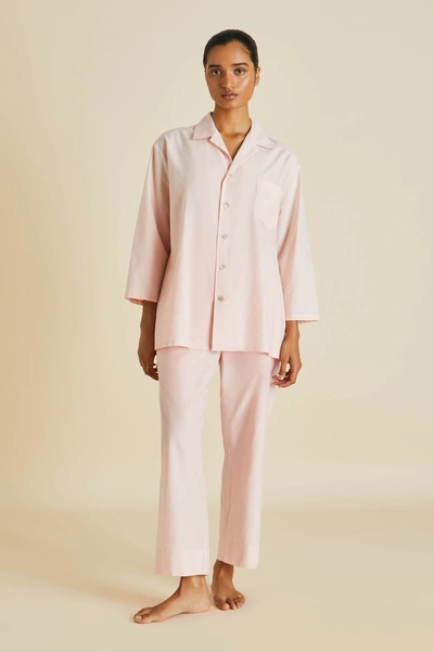 Shop Olivia Von Halle Casablanca Pink Pyjamas In Cotton-silk
