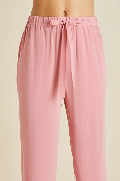 Shop Olivia Von Halle Fifi Pink Pyjamas In Silk Crêpe De Chine