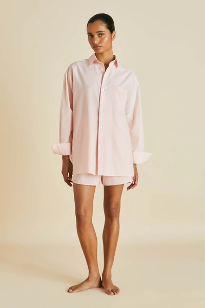 Shop Olivia Von Halle Kick Pink Pyjamas In Cotton-silk
