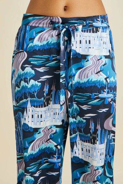 Shop Olivia Von Halle Lila Dream Blue Landscape Pyjamas In Silk Satin