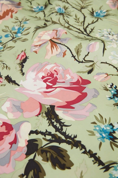 Shop Olivia Von Halle Poppy Effie Green Floral Nightshirt In Silk Satin