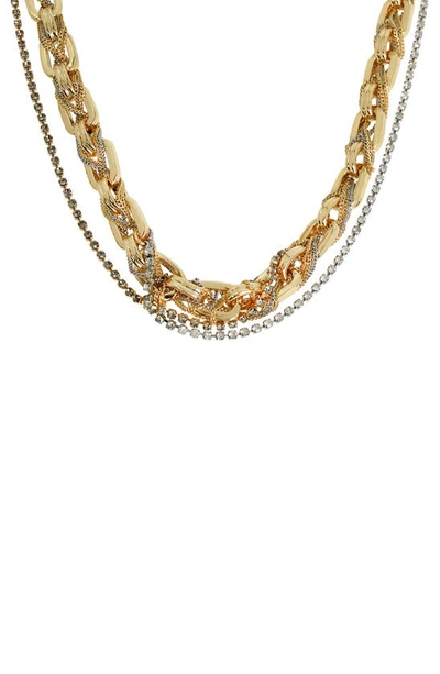 Shop Allsaints Layered Braided Chain Necklace In Black Diamond