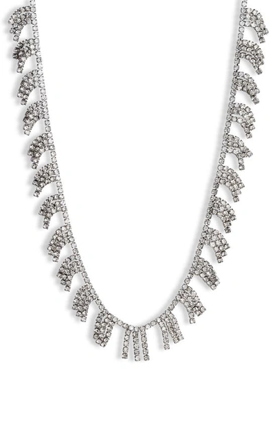 Shop Roxanne Assoulin On The Fringe Crystal Collar Necklace In Rhodium/ Clear