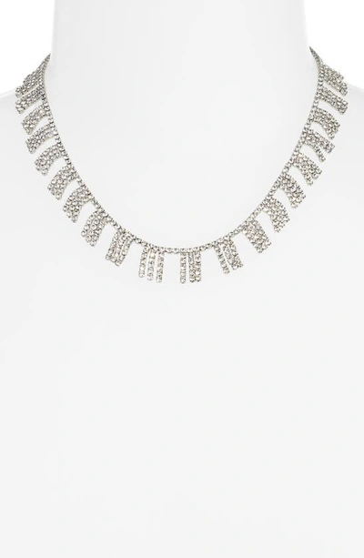 Shop Roxanne Assoulin On The Fringe Crystal Collar Necklace In Rhodium/ Clear