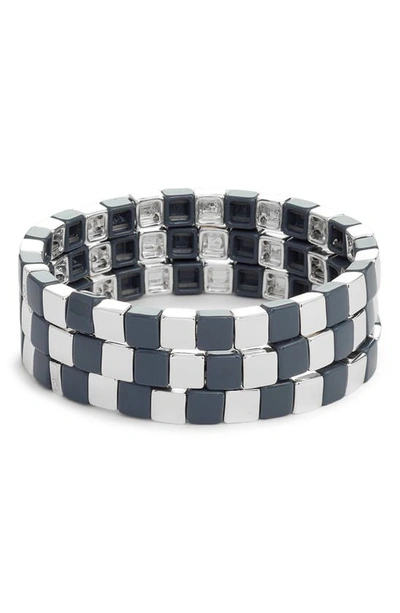 Shop Roxanne Assoulin Set Of 3 Check It Out Bracelets In Silver/ Grey