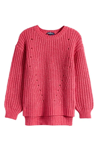Shop Freshman Kids' High-low Rib Tunic Sweater In Powerful Pink