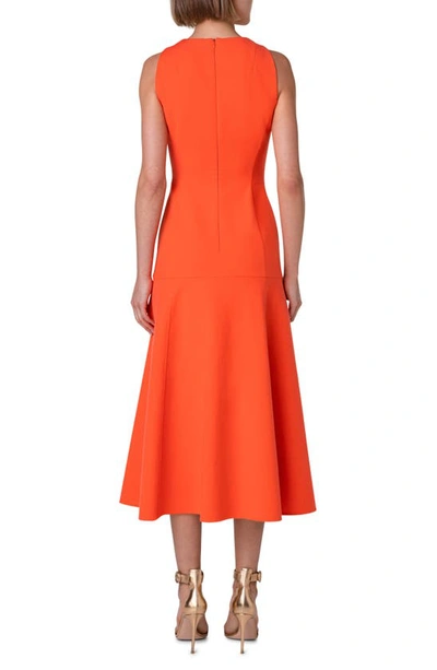 Shop Akris Drop Waist Sleeveless A-line Dress In 263 Cadmium