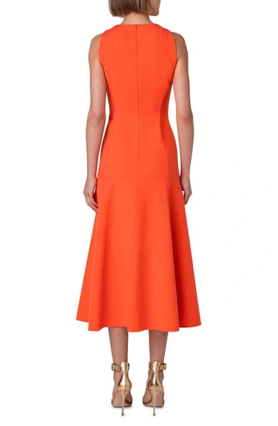 Akris Square-neck Sleeveless Midi A-line Dress In 263 Cadmium