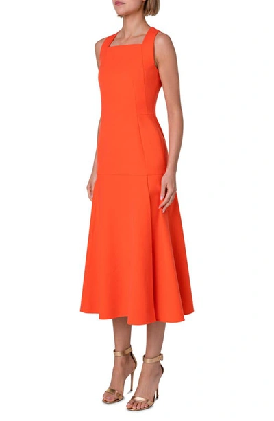 Shop Akris Drop Waist Sleeveless A-line Dress In 263 Cadmium