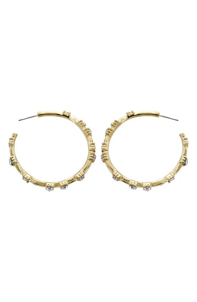 Shop Panacea Crystal Hoop Earrings In Gold