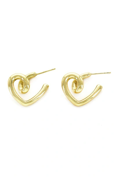 Shop Panacea Twisted Heart Hoop Earrings In Gold