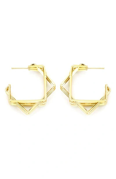 Shop Panacea Double Square Hoop Earrings In Gold