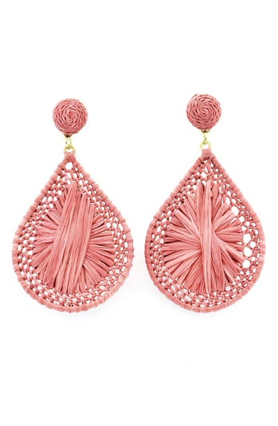 Shop Panacea Raffia Drop Earrings In Pink
