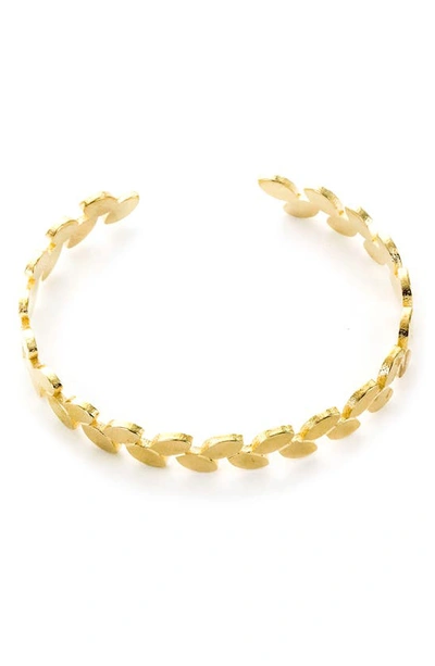 Shop Panacea Leaf Cuff Bracelet In Gold