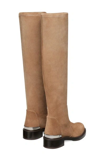 Stuart Weitzman Mercer Bold Suede Knee Boots In Khaki Leather