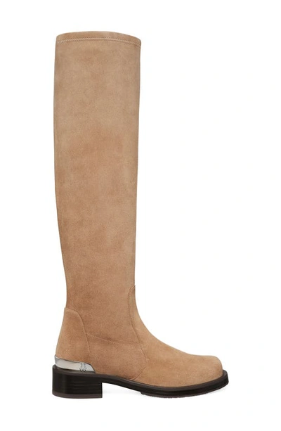 Stuart Weitzman Mercer Bold Suede Knee Boots In Khaki Leather