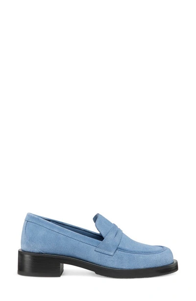 Shop Stuart Weitzman Palmer Bold Loafer In Blue Steel Leather