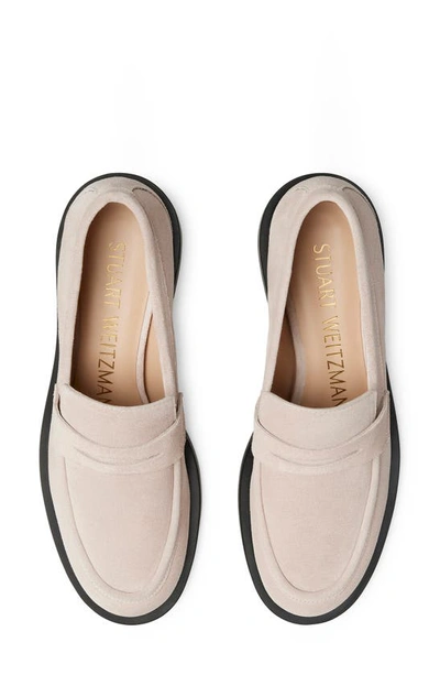Stuart Weitzman Palmer Suede Penny Loafers In Sabbia Leather