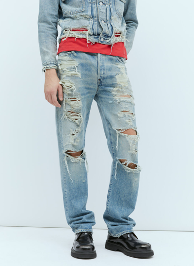 Shop Kenzo X Levi's 501 1933 Distressed Jeans In Blue