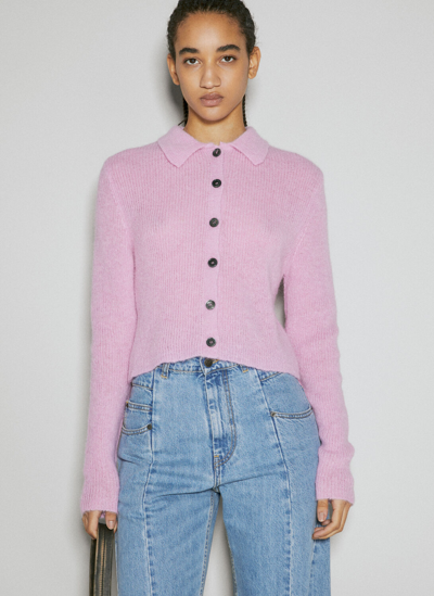 Shop Our Legacy Mazzy Polo Knit Cardigan In Pink