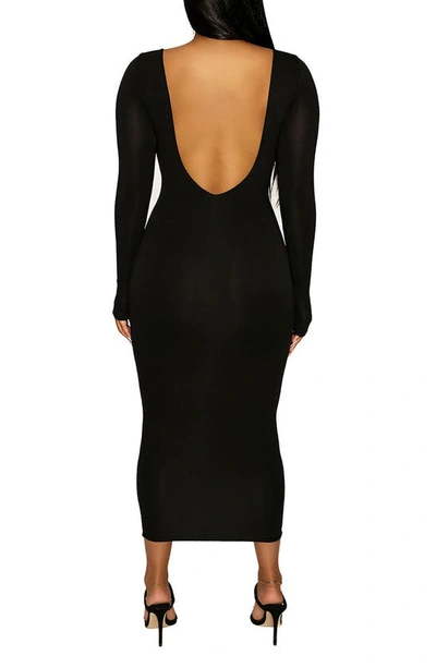 Naked Wardrobe Timeless Long Sleeve Body-con Midi Dress In Black