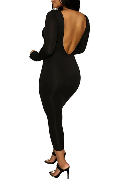 Naked Wardrobe Timeless Long Sleeve Body-con Midi Dress In Black