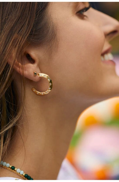 Shop Estella Bartlett Quilted Cubic Zirconia Hoop Earrings In Gold