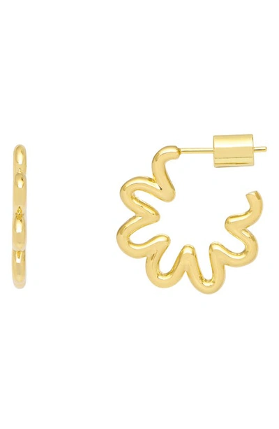 Shop Estella Bartlett Mini Squiggle Flower Hoop Earrings In Gold