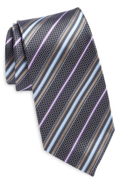 Shop Nordstrom Stripe Silk Tie In Black