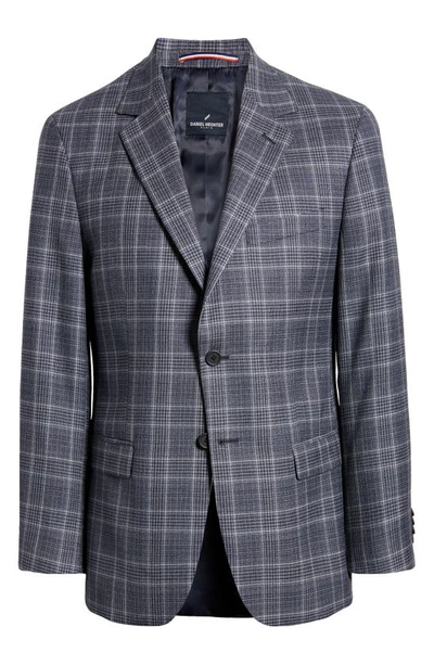 Shop Daniel Hechter Plaid Wool Blazer In Silver