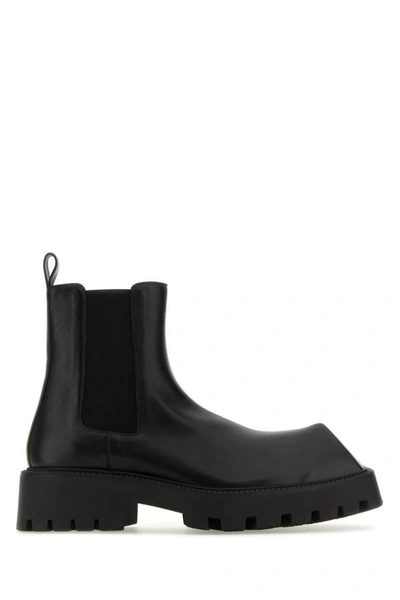 Shop Balenciaga Man Black Leather Rhino Ankle Boots