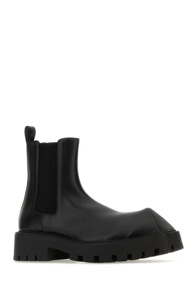 Shop Balenciaga Man Black Leather Rhino Ankle Boots