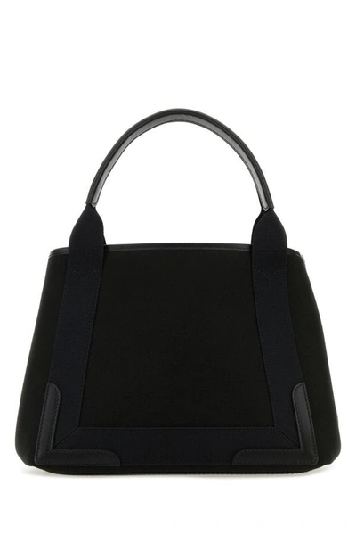 Shop Balenciaga Woman Black Canvas Small Cabas Navy Handbag