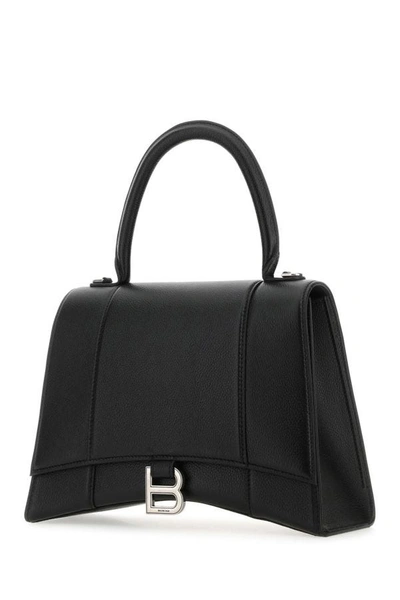 Shop Balenciaga Woman Black Leather Hourglass Handbag