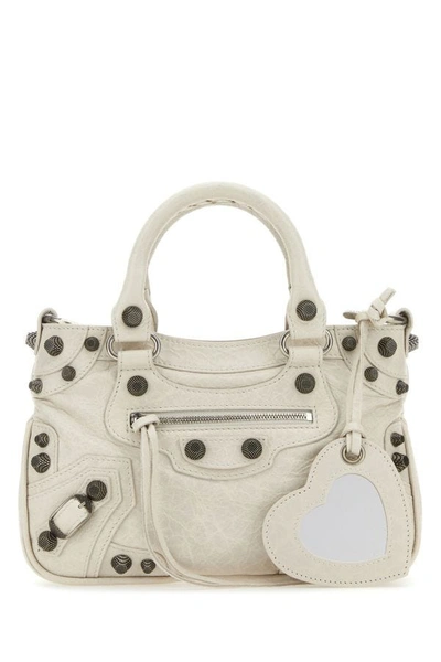 Shop Balenciaga Woman Chalk Nappa Leather Neo Cagole S Handbag In White