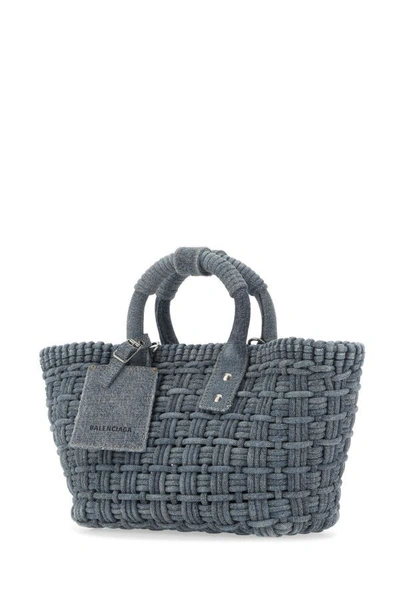 Shop Balenciaga Woman Denim Bistro Xs Handbag In Blue