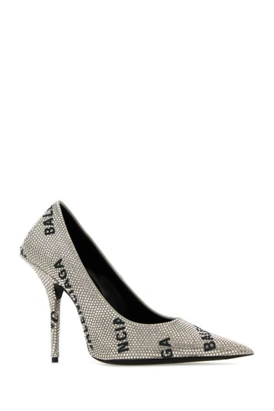 Shop Balenciaga Woman Embellished Suede Square Knife Pumps In Multicolor