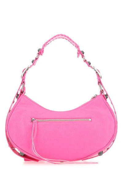 Shop Balenciaga Woman Fluo Pink Nappa Leather Le Cagole S Shoulder Bag