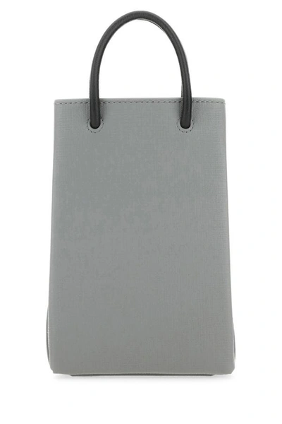 Shop Balenciaga Woman Grey Leather Phone Case In Gray