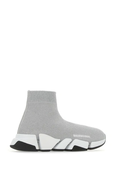 Shop Balenciaga Woman Grey Stretch Nylon Speed 2.0 Sneakers In Gray