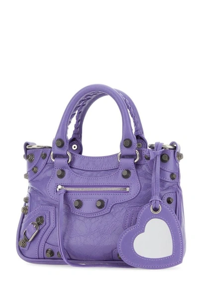 Shop Balenciaga Woman Light Purple Nappa Leather Neo Cagole S Handbag