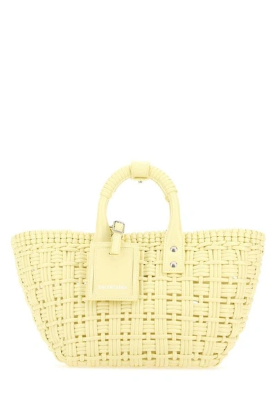 Shop Balenciaga Woman Pastel Yellow Synthetic Leather Bistro Xs Handbag