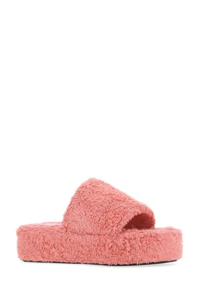 Shop Balenciaga Woman Pink Terry Fabric Rise Slippers